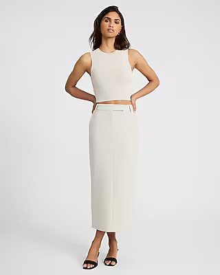 Editor Studio Stretch Twill High Waisted Maxi Skirt | Express