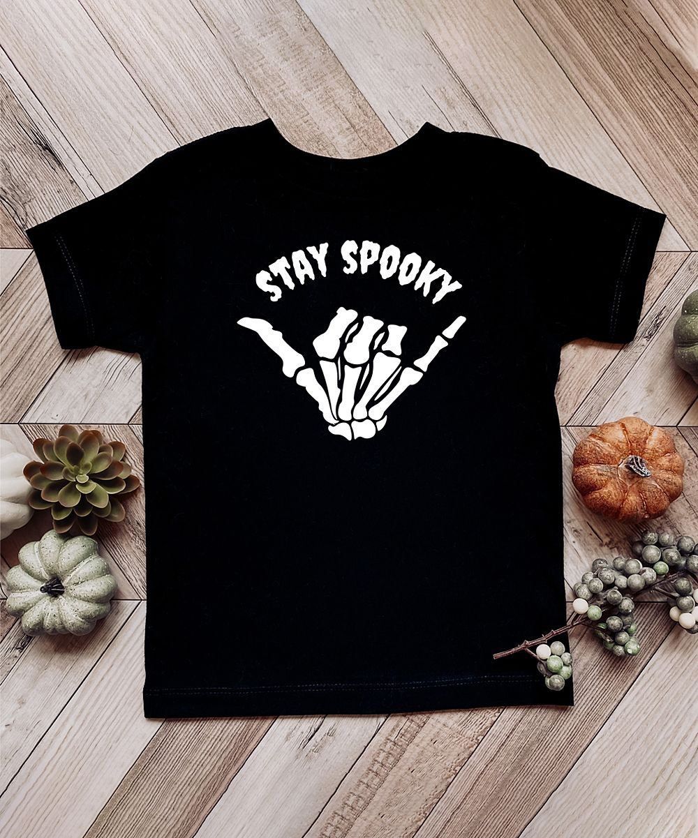 Simply Sage Market Tee Shirts H. - Heather Black & White 'Stay Spooky' Hand Graphic Tee - Toddler &  | Zulily