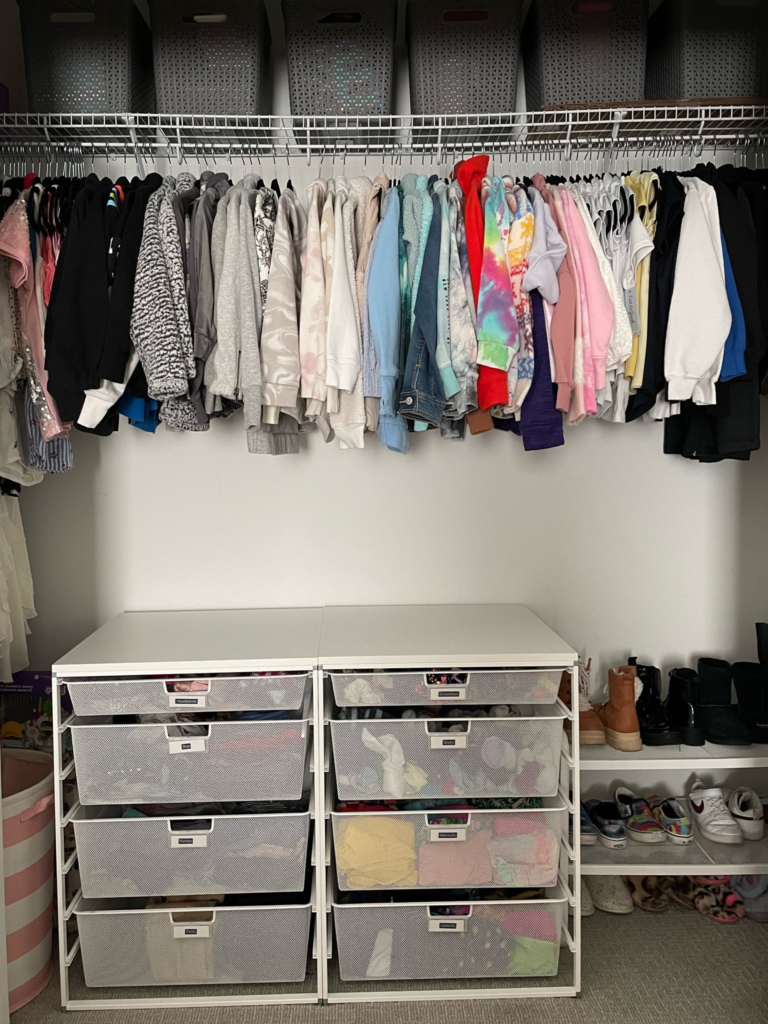 Kids Closet Organization!
.
Take advantage of floor space with these stand alone Elfa drawer systems from The Container Store. They are 30% off right now!

#LTKKids #LTKHome #LTKFamily
