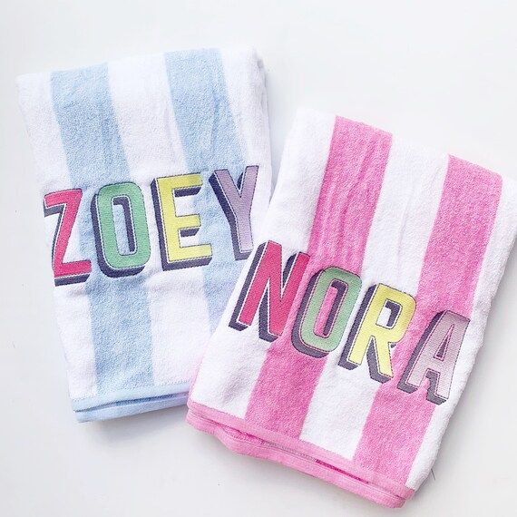 Personalized Children's Beach Towel, Monogrammed Cabana Towel, Girls Beach Towel, Boys Beach Towe... | Etsy (US)