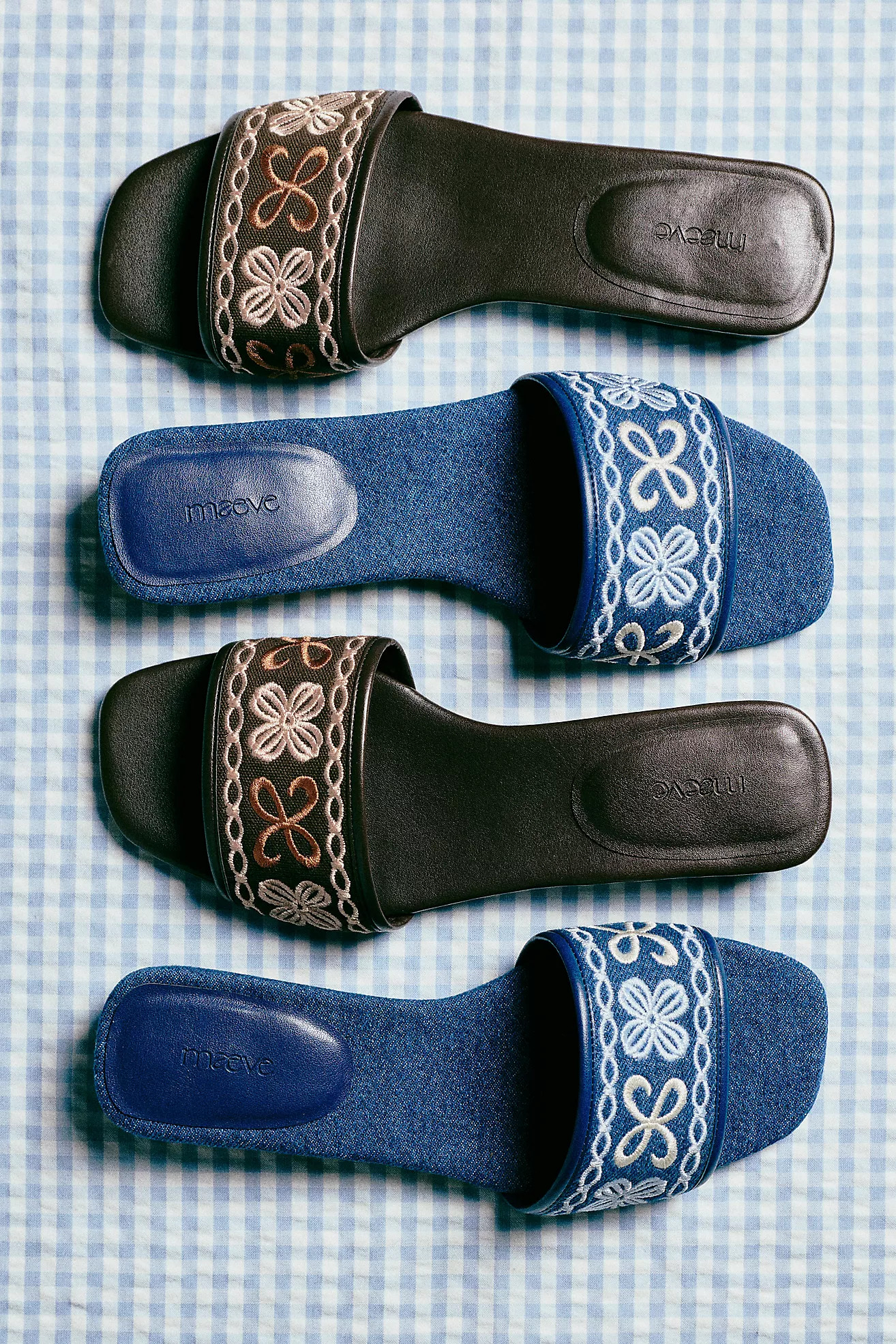 Maeve Embroidered Logo Slide Sandals | Anthropologie (US)