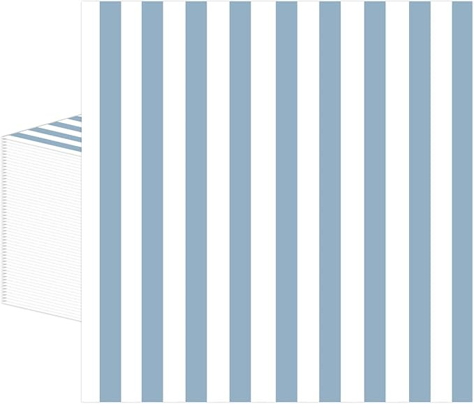 50PCS Blue and White Striped Paper Napkins, Light Blue Dinner Napkin Disposable Beverage Dessert ... | Amazon (US)