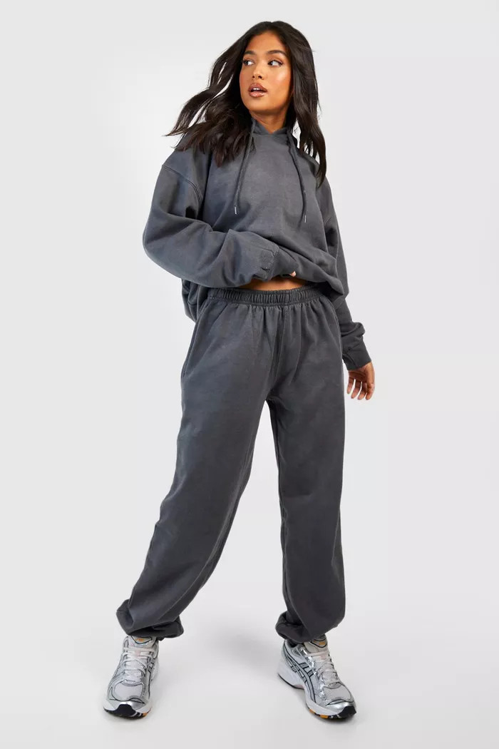 Petite Acid Wash Hoody And Jogger Tracksuit | boohoo (US & Canada)