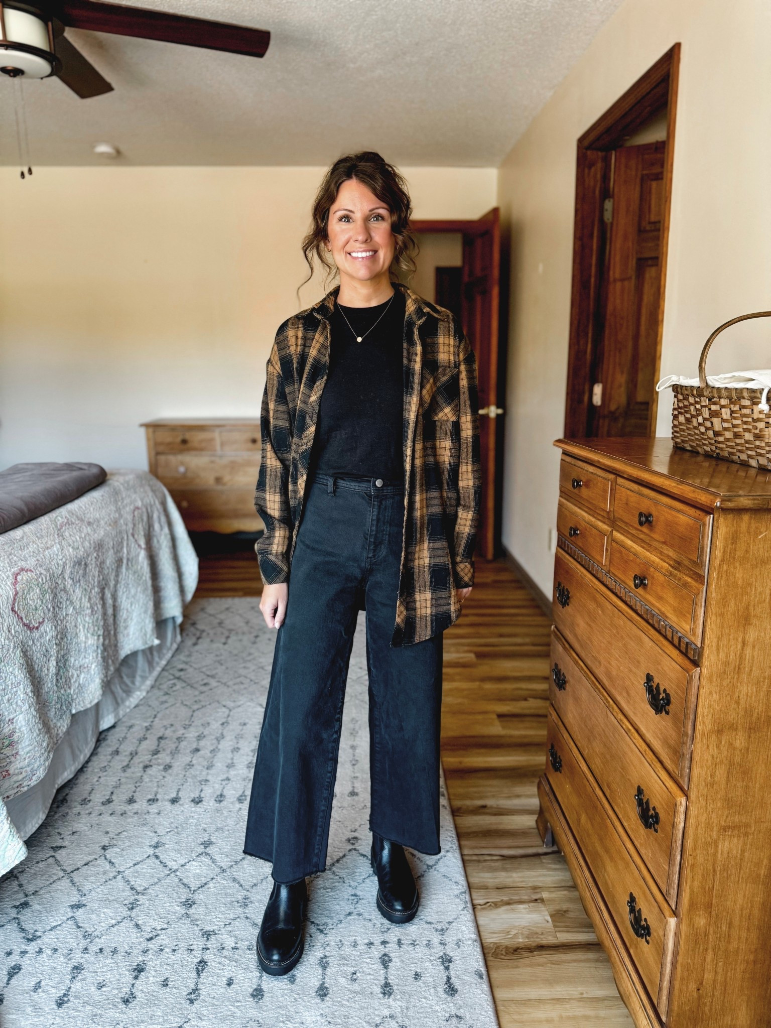 Wearing size small in my tee shirt, small in my flannel, and size 0 in my jeans (I cut them off). My boots are size 6.5 

#LTKSeasonal #LTKPetite #LTKFindsUnder100