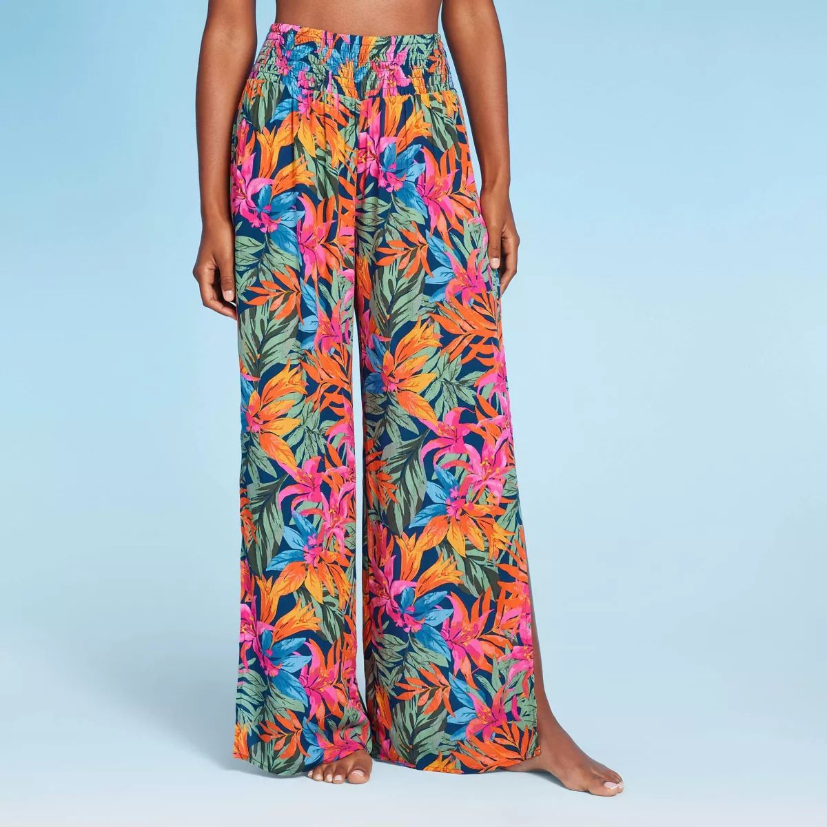 Women's Smocked Waist Side Slit Cover Up Pants - Shade & Shore™ | Target