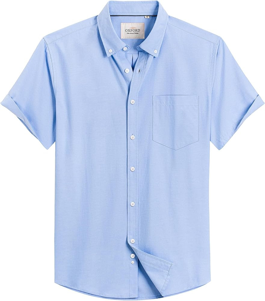 Alimens & Gentle Men's Short Sleeve Oxford Shirt Regular Fit Button Down Collar Shirts with Pocke... | Amazon (US)