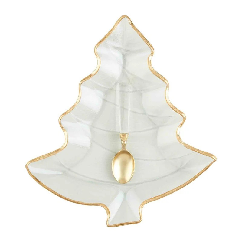Glass Tree w/ Gold Edge Platter Set (2 pieces) | Linen & Flax Co