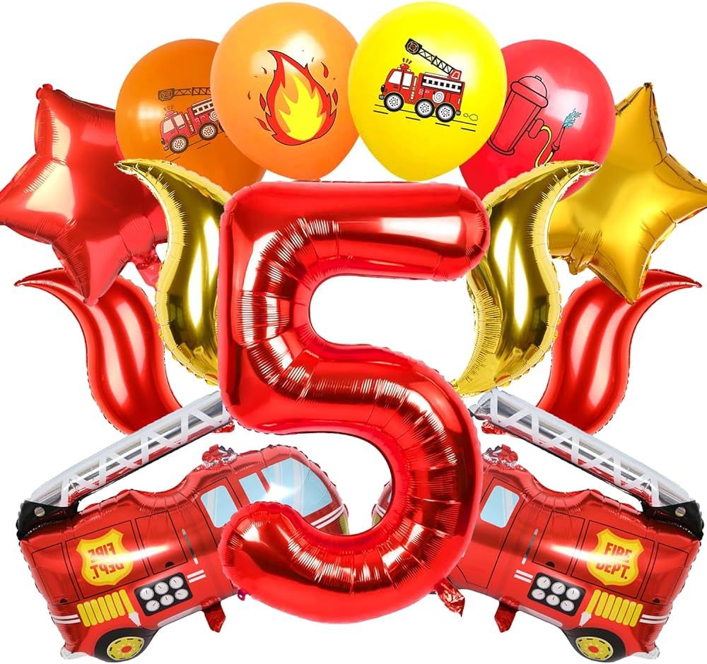21 PCS Fire Truck Party Decorations Fire Truck Birthday Party Balloons Fire Party Balloons Jumbo ... | Amazon (US)