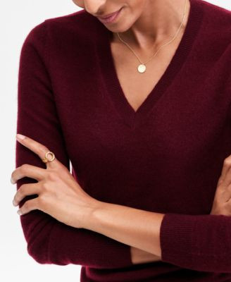 100% Cashmere Women's V-Neck Long-Sleeve Sweater, Macy's Exclusive | Macy's