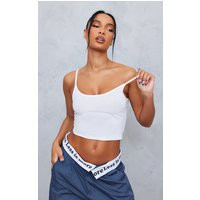 White Cotton Strappy Crop Top | PrettyLittleThing CAN