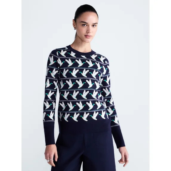 Free Assembly Women's and Women's Plus Cozy Yarn Crewneck Sweater, Midweight, Sizes XS-4X | Walmart (US)