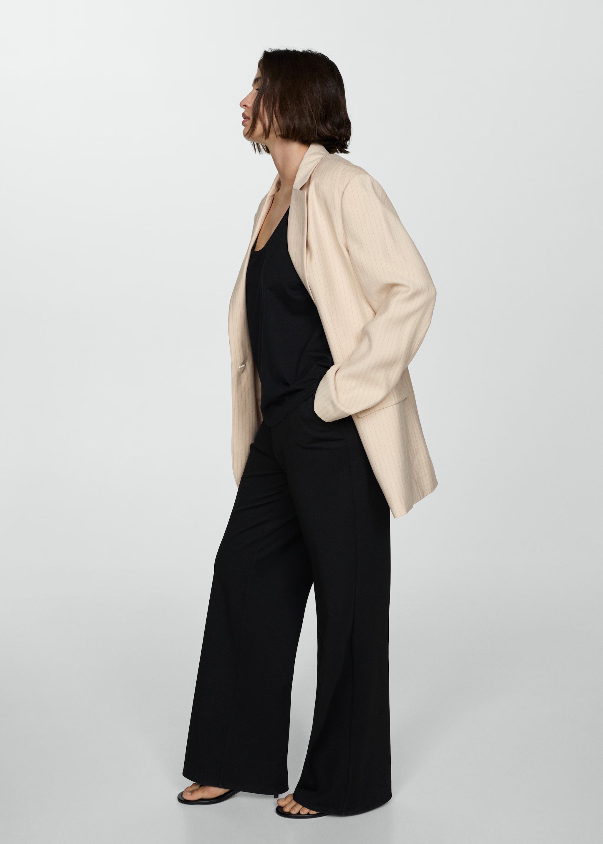 Pinstripe suit blazer - Woman | MANGO USA | MANGO (US)