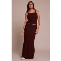Brown Knitted Maxi Skirt | PrettyLittleThing US