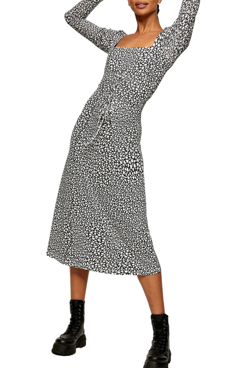 Star Print Long Sleeve Mesh Dress | Nordstrom