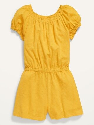 Puff-Sleeve Slub-Knit Romper for Girls | Old Navy (US)