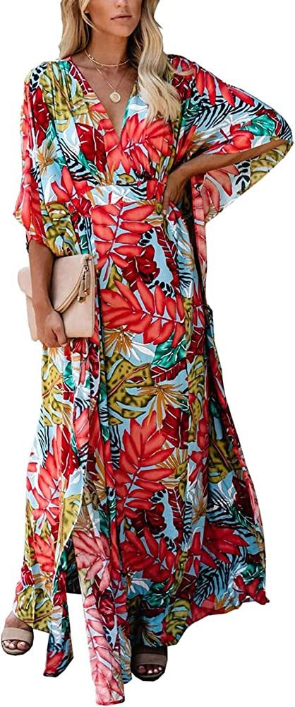 Chunoy Women Turkish Kaftan Lightweight Long Cover Up Caftan Beach Wear Maxi Dress | Amazon Fashion | Amazon (US)