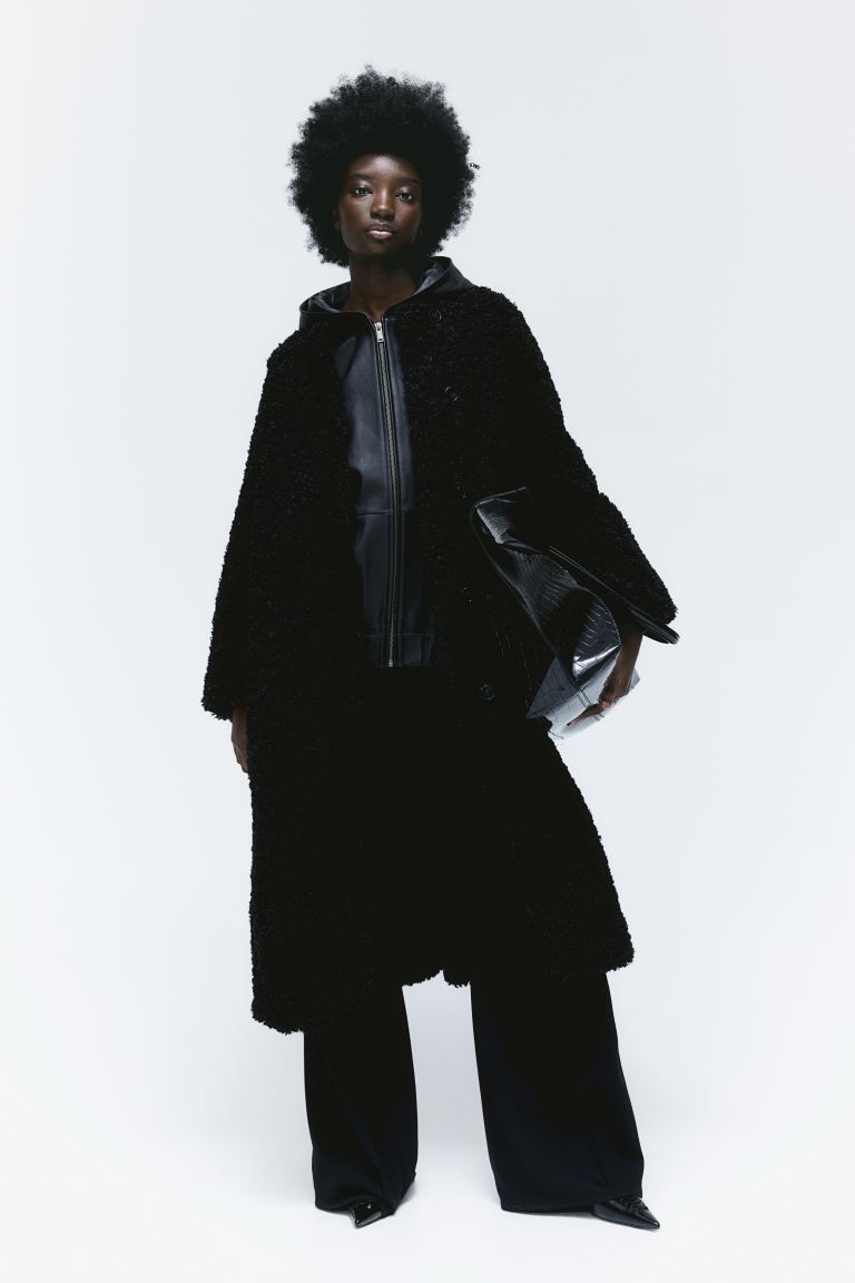 Teddy coat - Black - Ladies | H&M GB | H&M (UK, MY, IN, SG, PH, TW, HK)