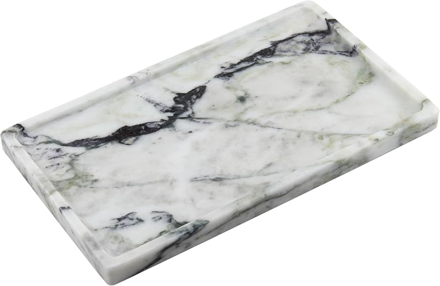 Natural Marble Tray Stone Decorative Tray Non-Resin/Non-Ceramic, for Kitchen Counter/Bathroom Sin... | Amazon (US)