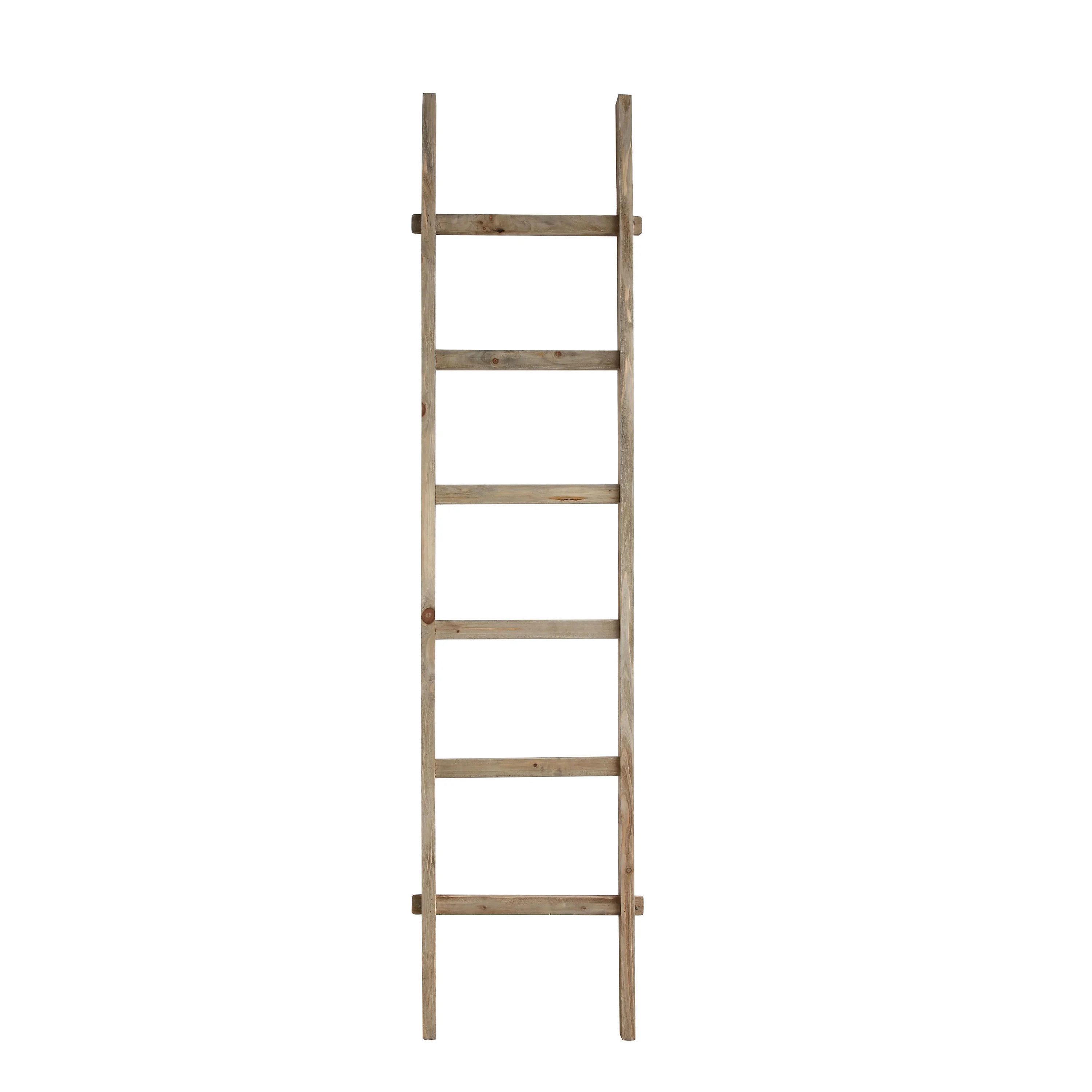 Creative Co-Op Rustic 76.75"H Decorative Fir Wood Ladder with 6 Rungs - Walmart.com | Walmart (US)