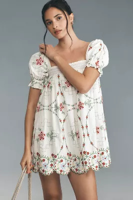 Damson Madder Lulu Embroidered Mini Dress | Anthropologie (US)