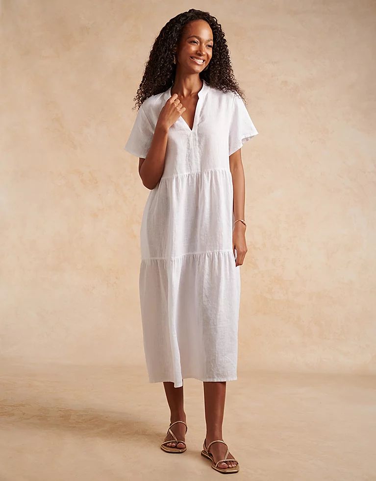 Linen Tiered Midi Dress | The White Company (US & CA)