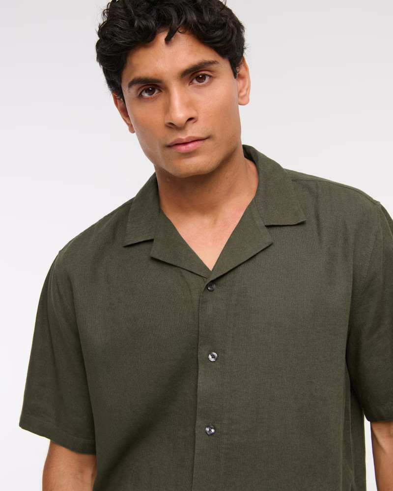 Camp Collar Summer Linen-Blend Shirt | Abercrombie & Fitch (US)