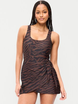 Matte Side-Tie Swim Dress | Old Navy (US)