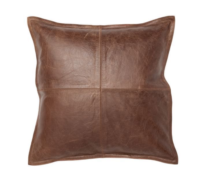 Pieced Leather Pillow Cover, 20", Whiskey | Pottery Barn (US)