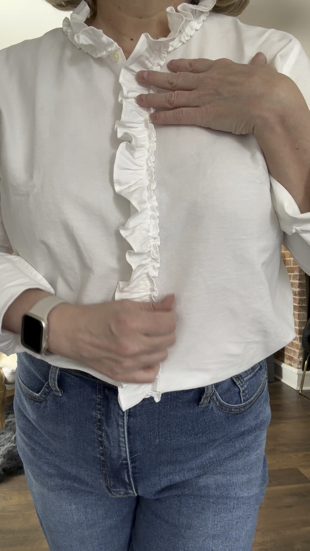 The perfect White Shirt with a small ruffle, understated or elevated you decide. It goes with everything. 
.
#whiteshirt #buttondwn

#LTKstyletip