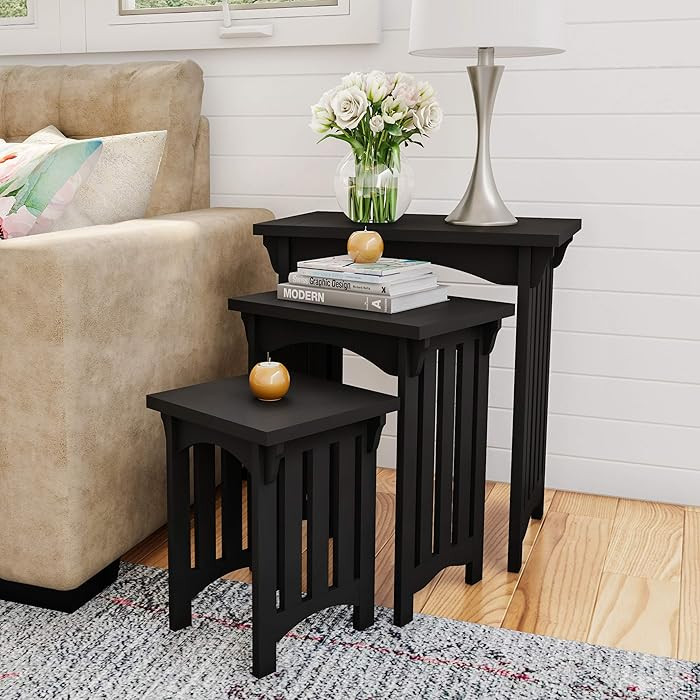 Nesting Tables-Set of 3, Traditional with Mission Style Legs for Living Room Coffee Tables or Nig... | Amazon (US)