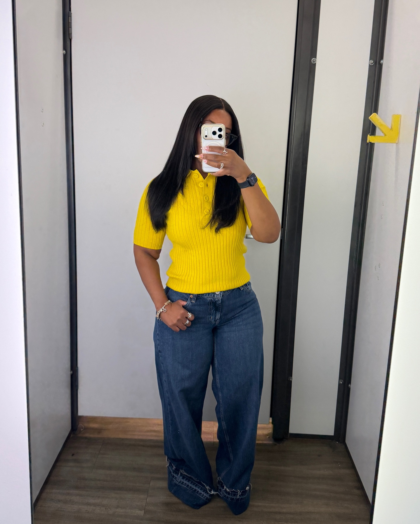 Wearing a size 6 in the jeans, they are low rise so be aware. The low rise is more so in the front versus the back area. Love the wide look at the bottom and the color of the jeans. The top is in a size small and I love how it comes down more to cover my arms. Does come in two other color options and has some stretch!

#LTKPetite #LTKU #LTKOver40