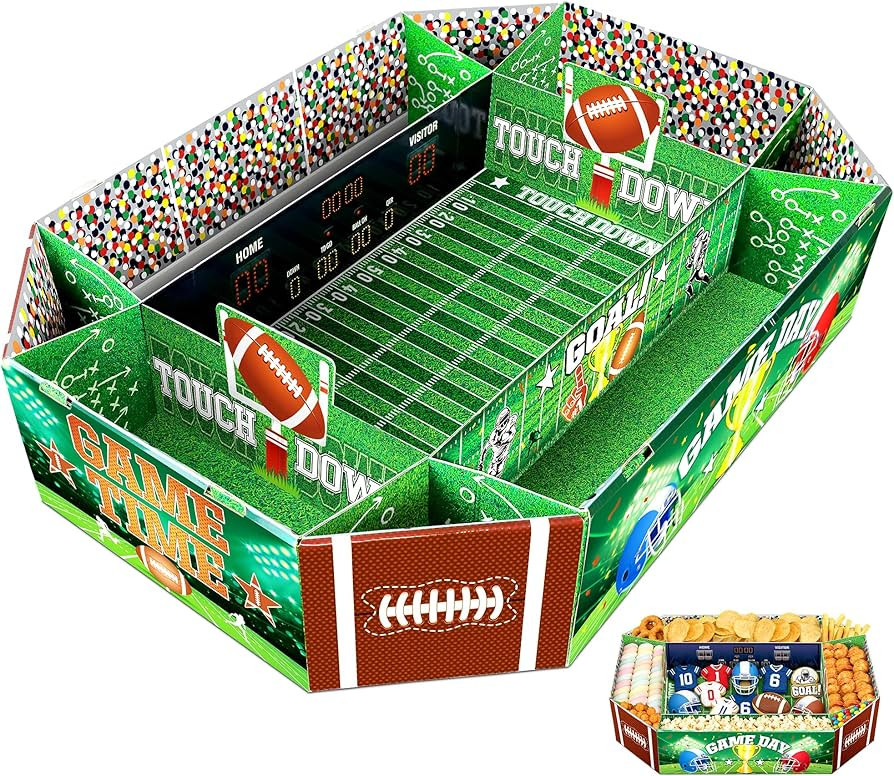 Football Party Supplies Kit - Large 23.62x17 inch Football Snack Stadium Tray Display & Cardboard... | Amazon (US)