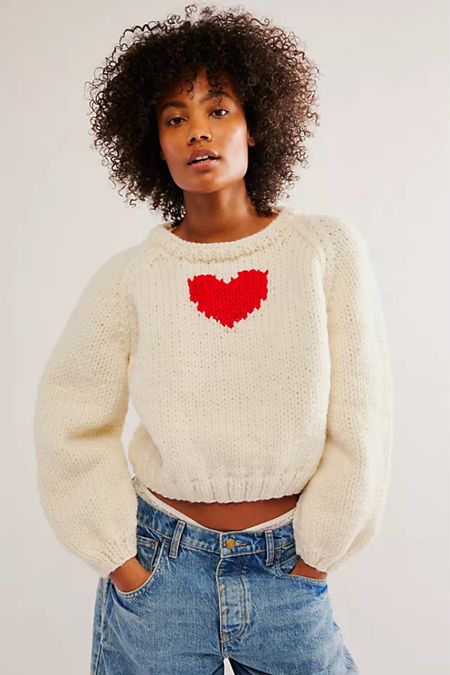 So cute and cozy, this handmade pullover is featured in a chunky knit
fabrication and slightly cropped fit with raglan cut sleeves and small
heart detail at the center front.

#LTKGiftGuide #LTKMostLoved #LTKstyletip