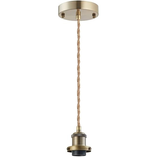 GNOLAK Industrial Mini Pendant Light Kit, UL Listed E26 Socket Pendant Hanging Light Kit, Hemp Ro... | Amazon (US)
