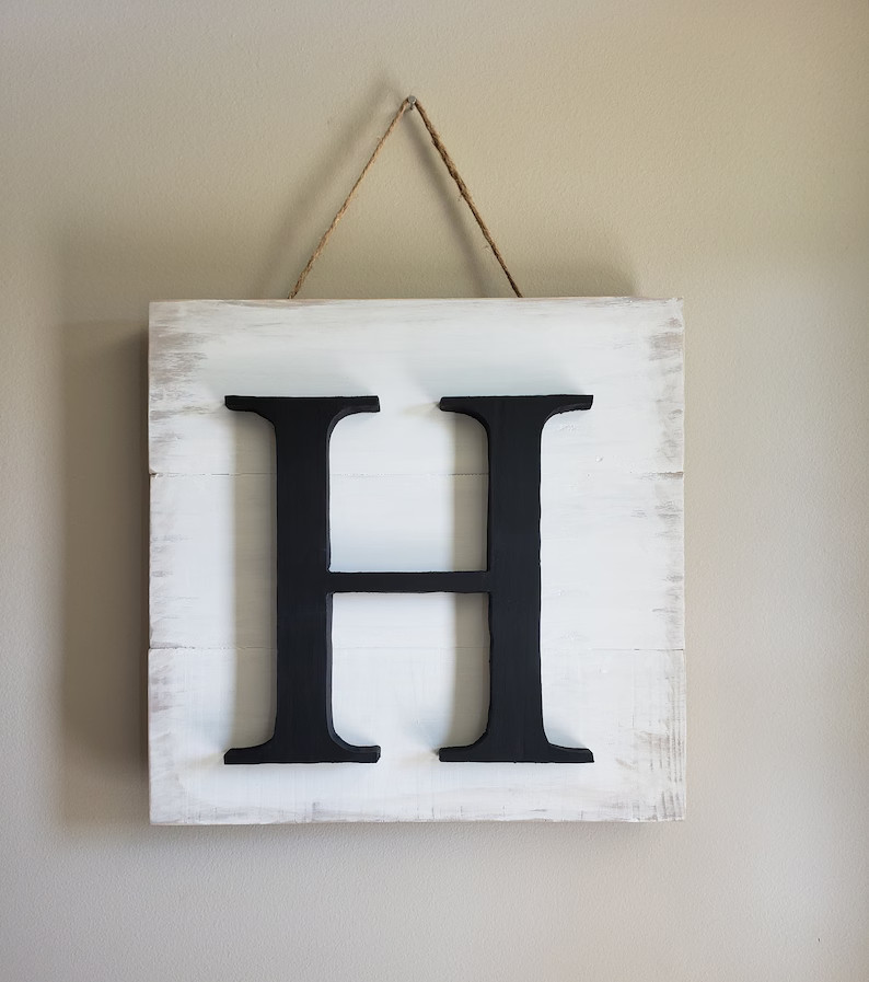 Shiplap Wood Sign, Wood Cutout Initial, Farmhouse Sign, Personalized Wall Decor, Housewarming Gif... | Etsy (US)