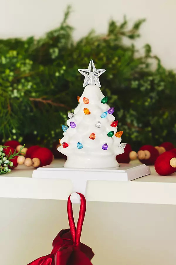 Vintage Light-Up Tree Mantel Stocking Holder | Anthropologie (US)