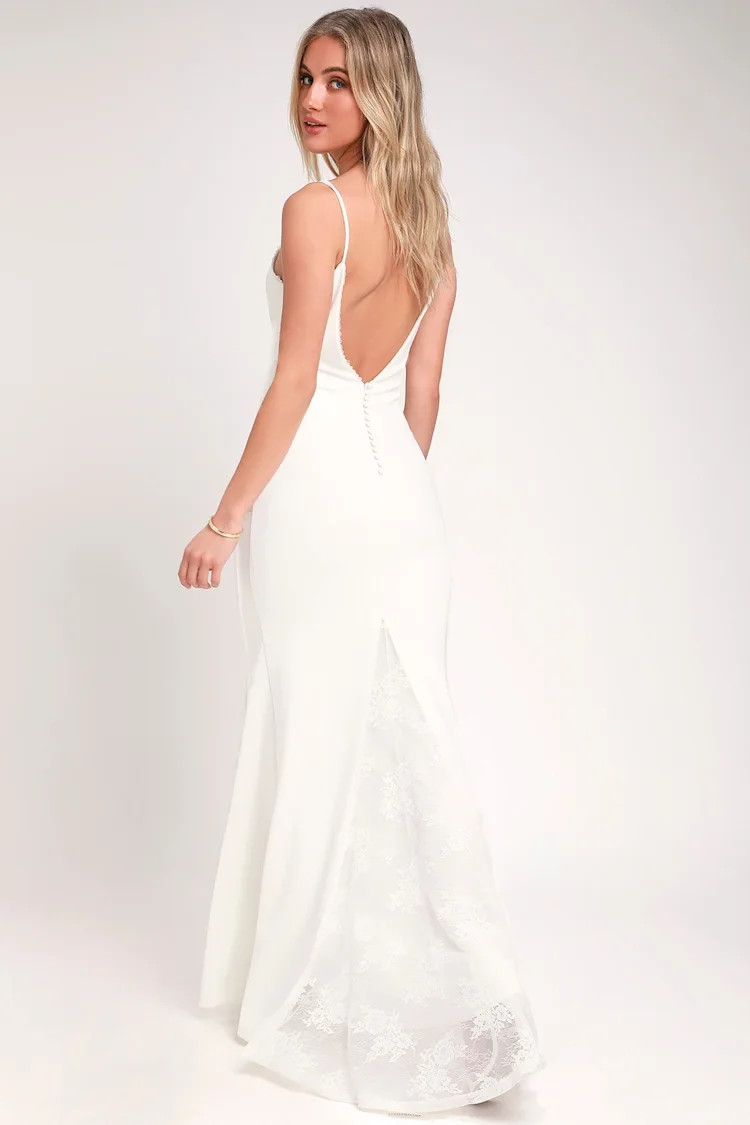 Taliana White Lace Button Back Maxi Dress | Lulus (US)