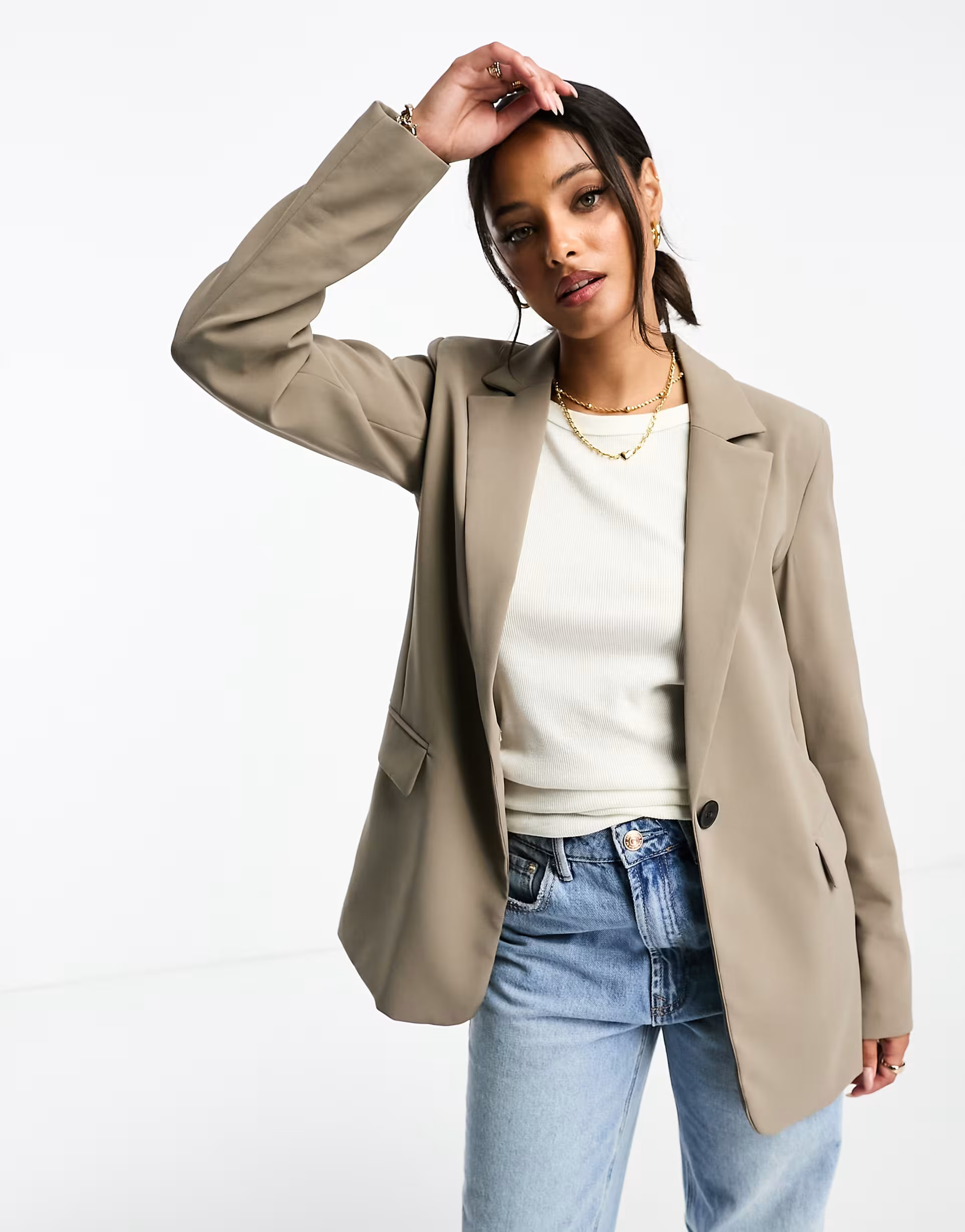 Pull&Bear oversized blazer in taupe brown | ASOS (Global)