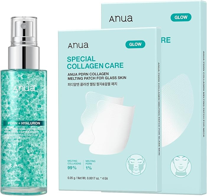 Anua PDRN Collagen Plumping & Firming Care Set, PDRN Salmon DNA Glow Serum Spray, Collagen Patch ... | Amazon (US)