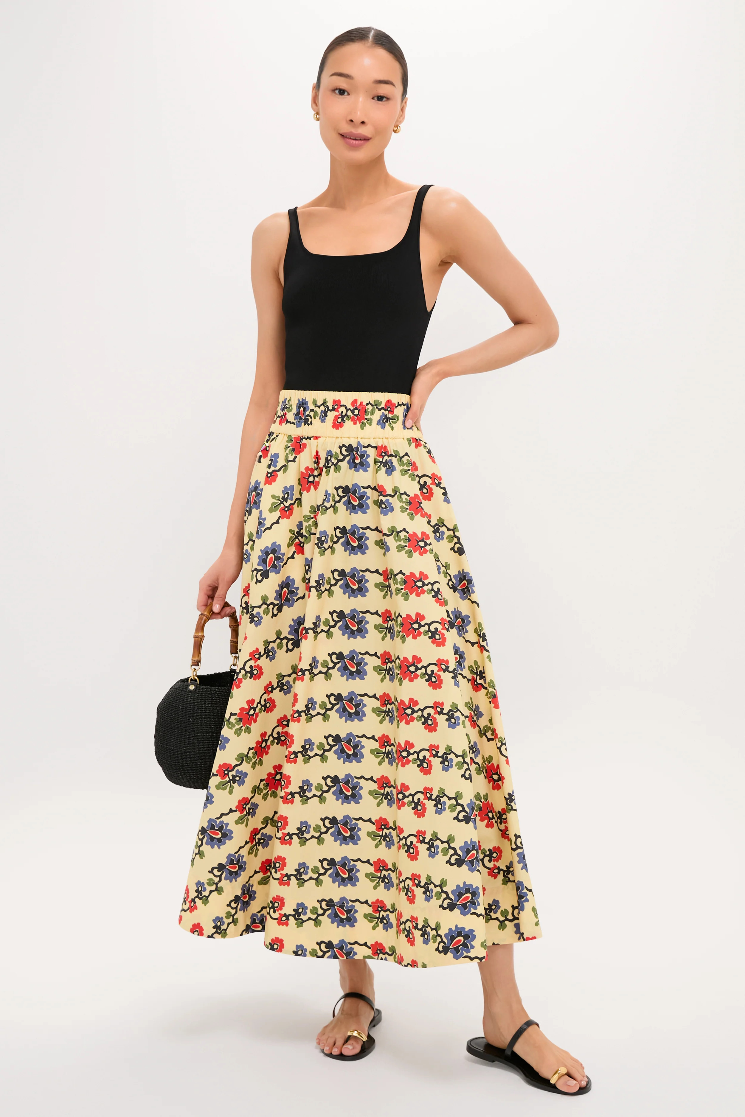 Victory Garden Floral Stripe Myrtle Maxi Skirt | Tuckernuck (US)