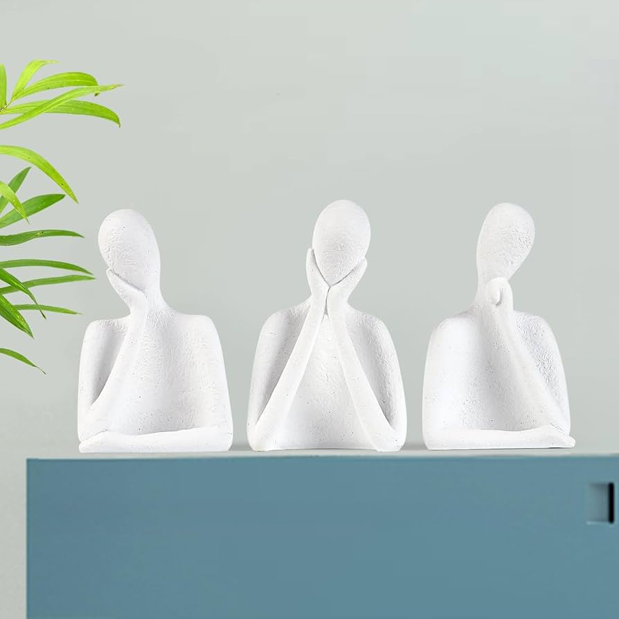 Suoedd Thinker Statue Bookshelf Decor Abstract Art Sculpture 6.4'' Set of 3, Resin Statues for Li... | Amazon (US)