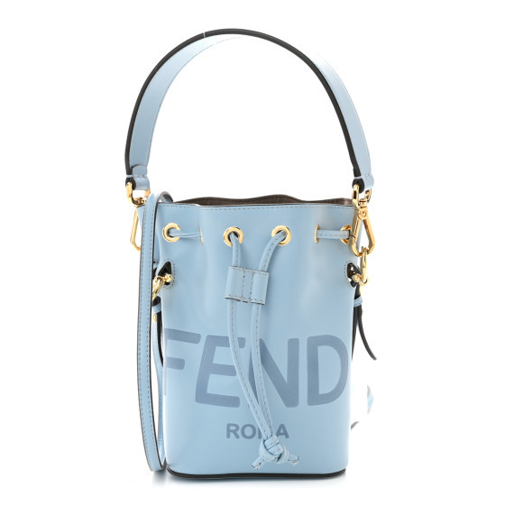 Vitello King F is Fendi Logo Embossed Mini Mon Tresor Bucket Bag Azzurro Baby | FASHIONPHILE (US)