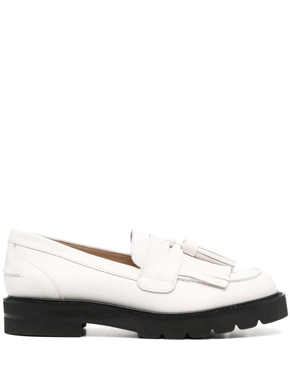 Stuart Weitzman Mila Lift Pearl leather loafers - White | Farfetch Global