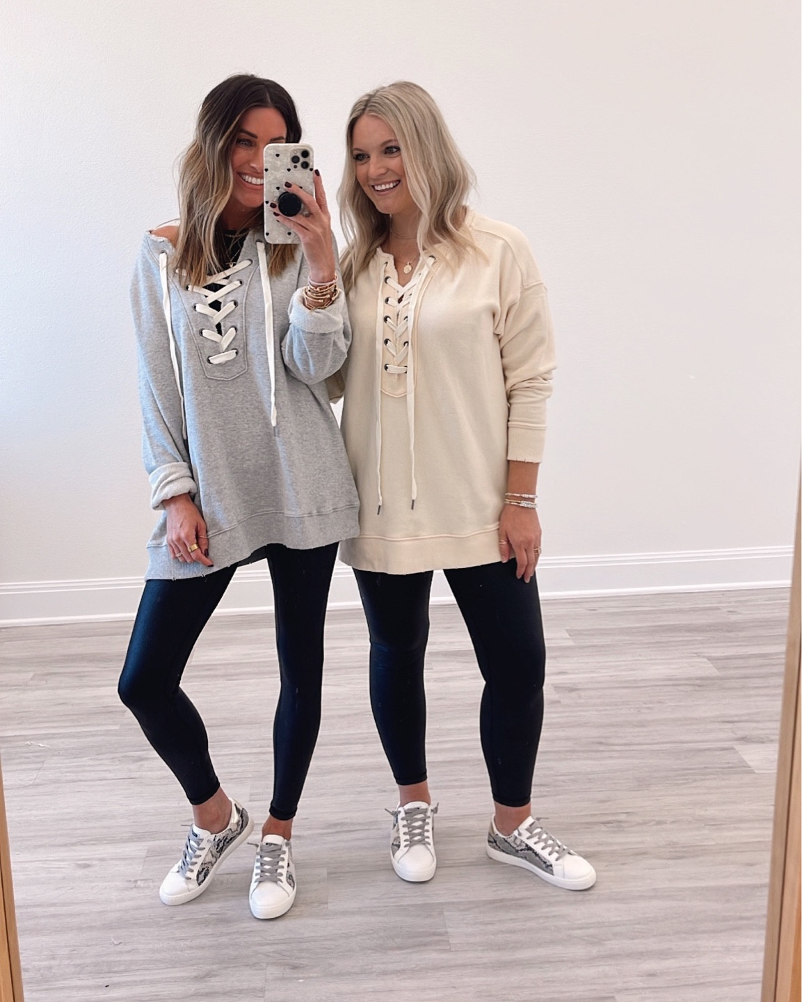 Jen: size xs in sweatshirt and leggings 
Kristi: small sweatshirt, medium leggings. 



#LTKunder50 #LTKstyletip #LTKshoecrush