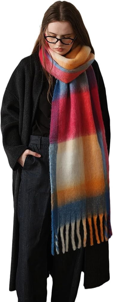 Winter Scarf for Women Oversized Chunky Plaid Scarves Large Plaid Thick Soft Warm Blanket Scarfs ... | Amazon (US)
