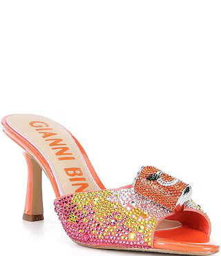 Popz Three Orange Soda Rhinestone Dress Slide Sandals | Dillard's