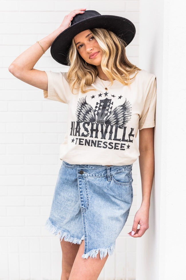 Nashville Wings Cream Graphic Tee | Pink Lily