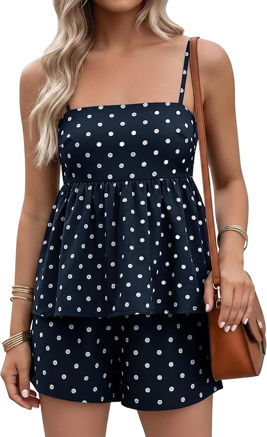 FOMELY Women's Polka Dot 2 Piece Summer Casual Short Set with Pockets | Amazon (US)