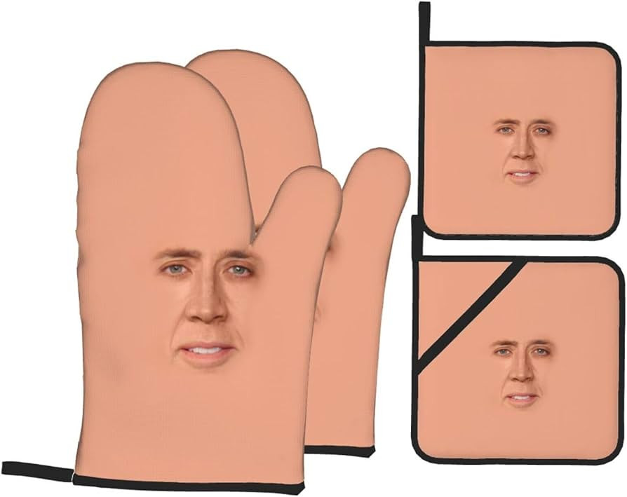 Nicolas Cage Oven Mitts and Pot Holders Potholders for Kitchens BBQ Silicone Cooking Gloves Heat ... | Amazon (US)