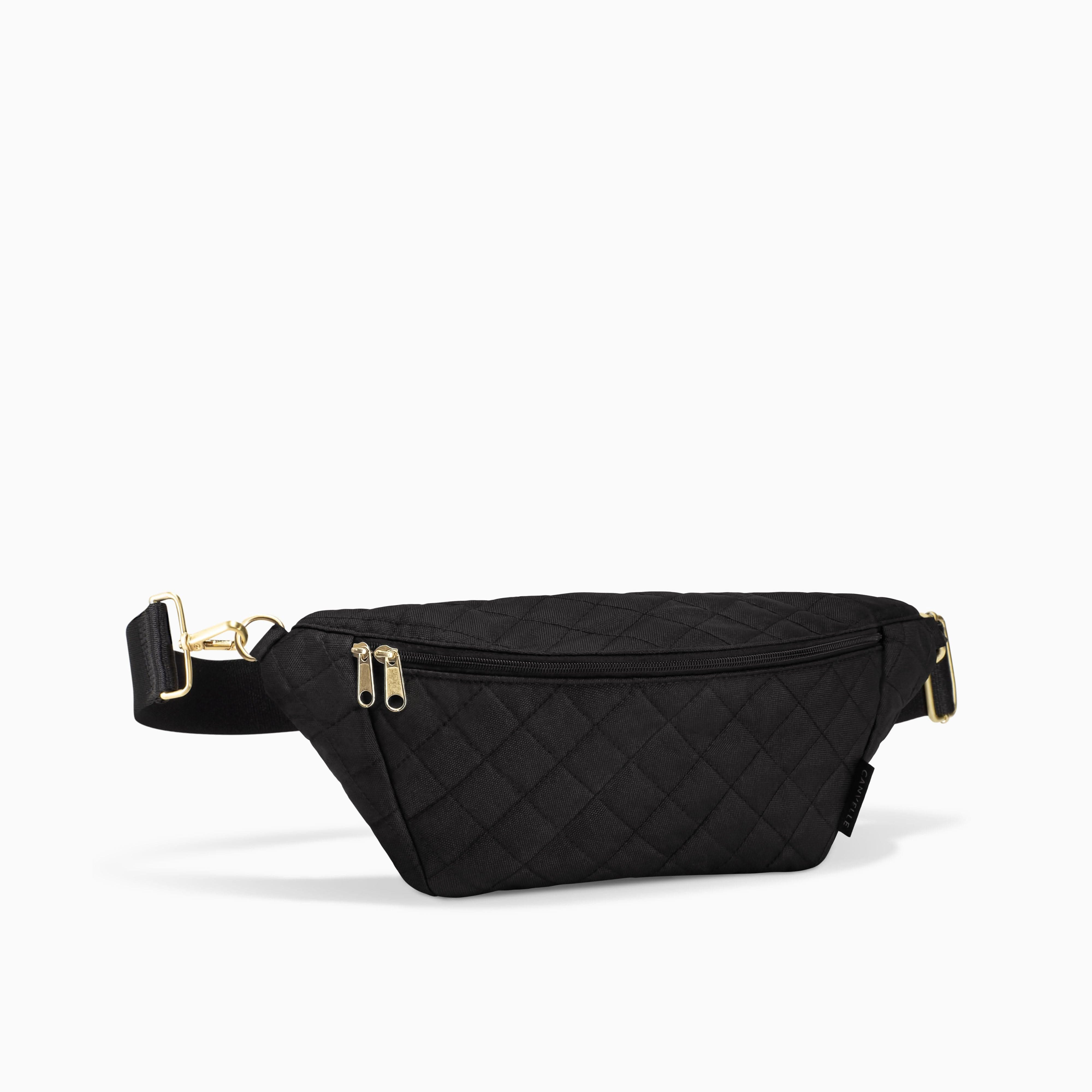 Quilted Black Fanny Pack - Machine Washable & Durable | Canvelle